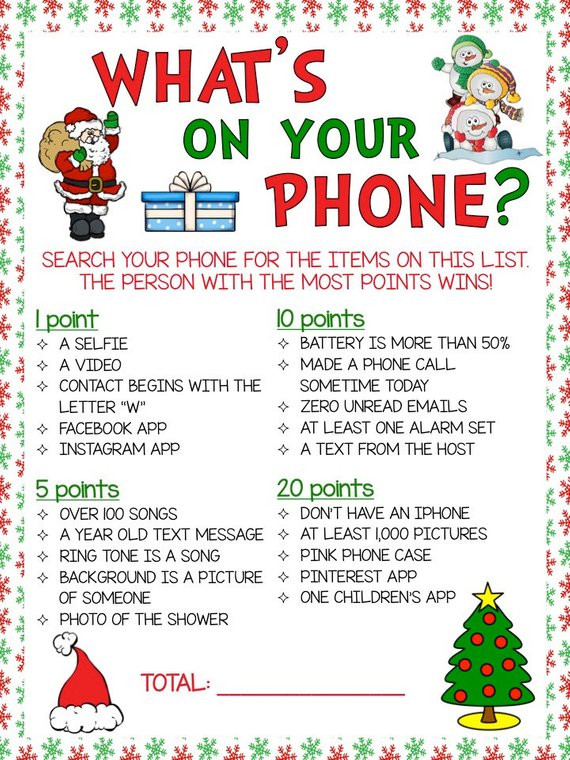 Holiday Office Party Game Ideas
 What s Your Phone Christmas Theme Game