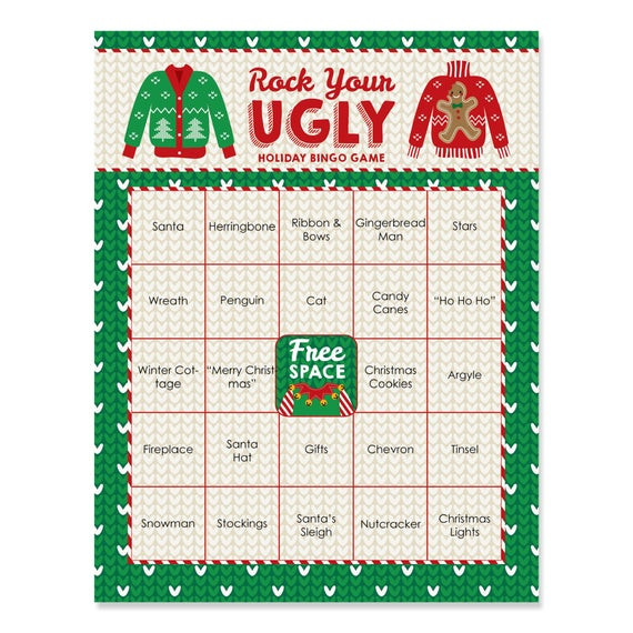 Holiday Office Party Game Ideas
 Ugly Sweater Christmas Party Bingo Game Holiday fice