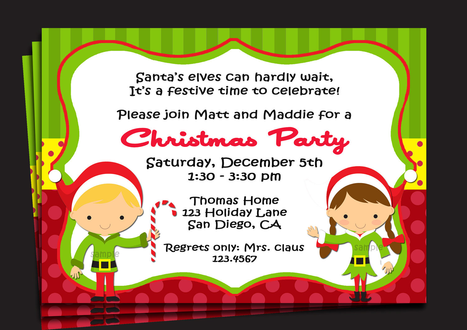 Holiday Party Invitation Ideas
 Christmas Party Invitation Printable or Printed with FREE