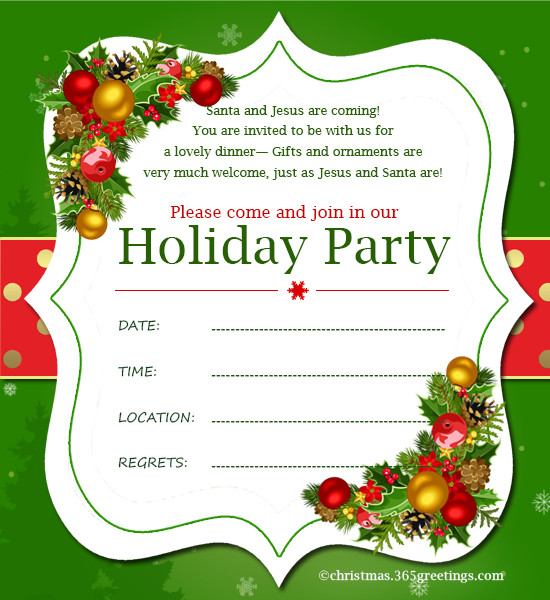 Holiday Party Invitation Ideas
 Christmas Invitation Template And Wording Ideas