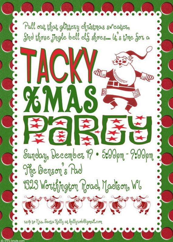 Holiday Party Invitation Ideas
 Items similar to Tacky Christmas Party Invitation on Etsy