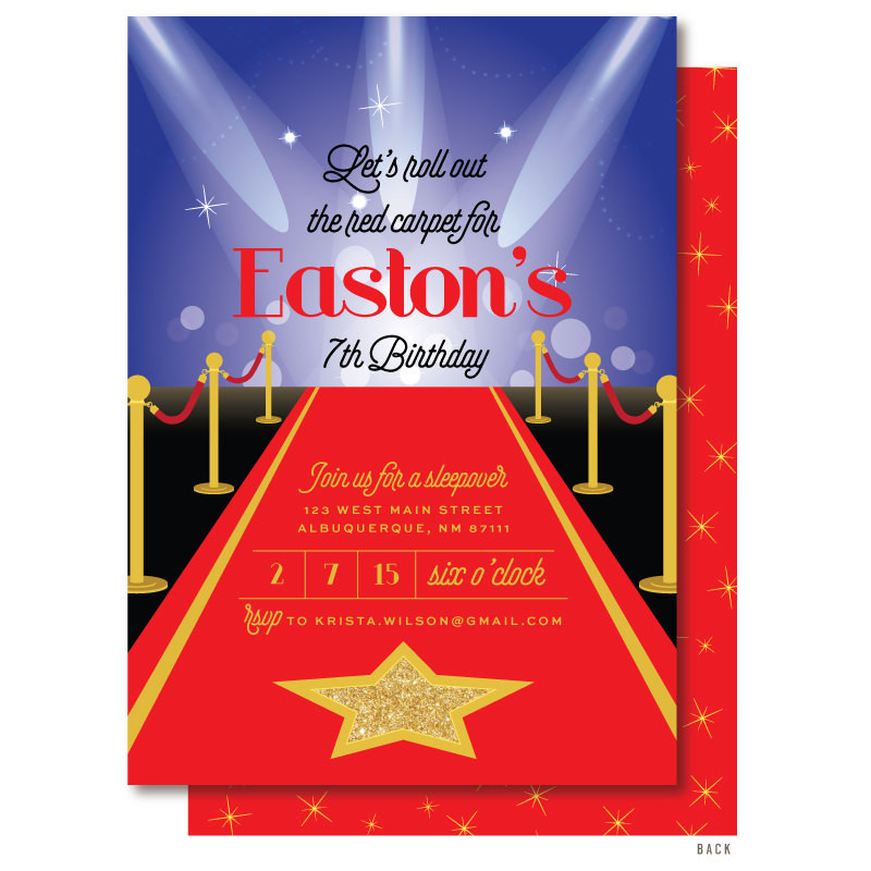 Hollywood Birthday Party Invitations
 Red Carpet Invitation Hollywood Birthday Invitation Glamour