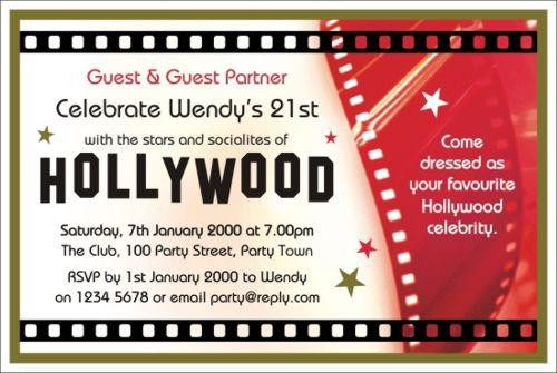 Hollywood Birthday Party Invitations
 40th Birthday Ideas Hollywood Birthday Invitation