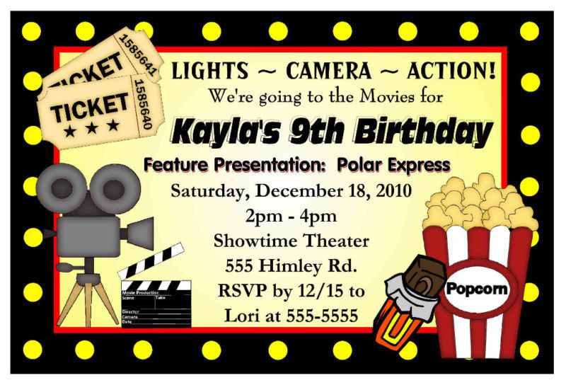 Hollywood Birthday Party Invitations
 MOVIE NIGHT BIRTHDAY PARTY INVITATIONS HOLLYWOOD