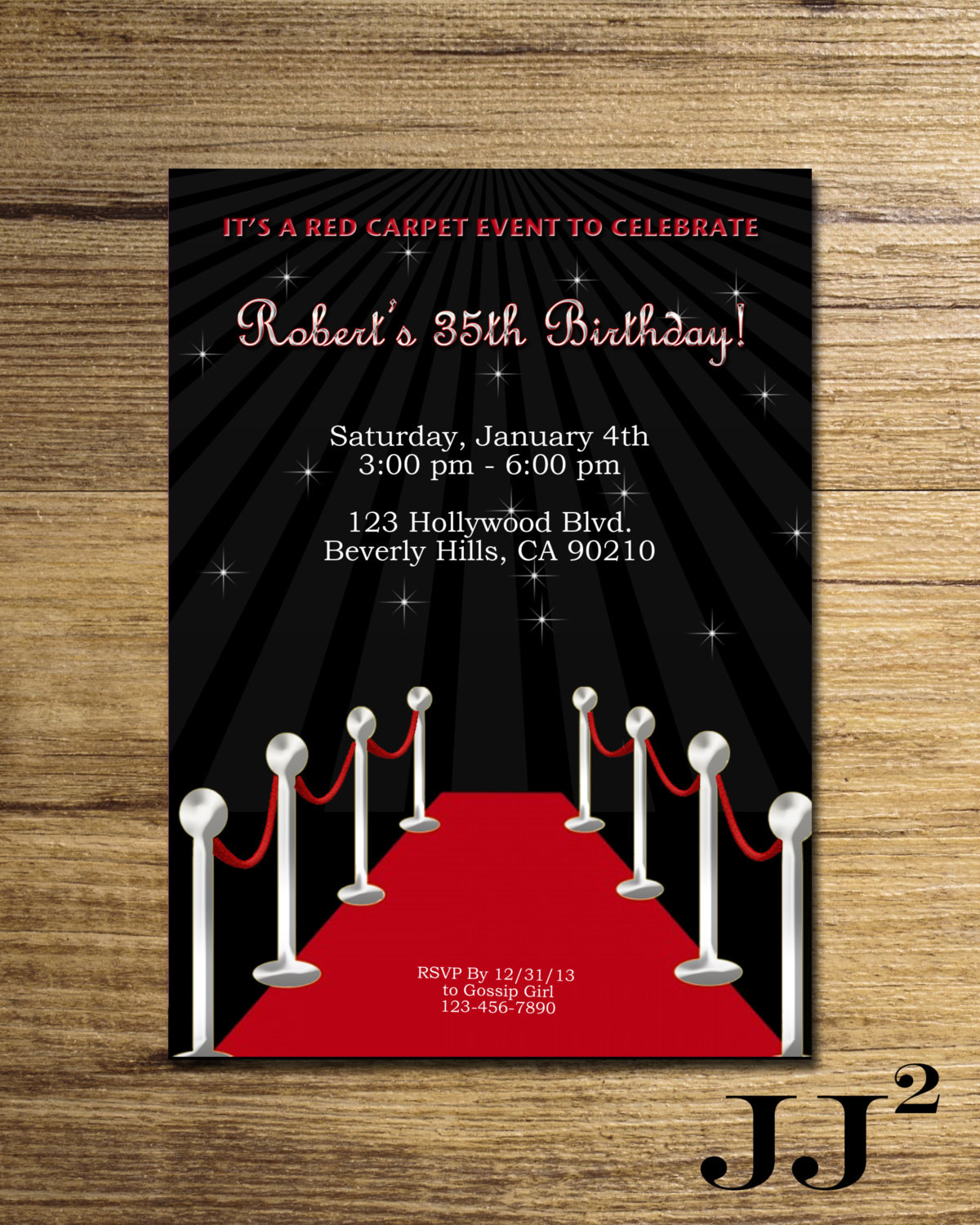 Hollywood Birthday Party Invitations
 Red Carpet Birthday Party Invitation Glam Hollywood