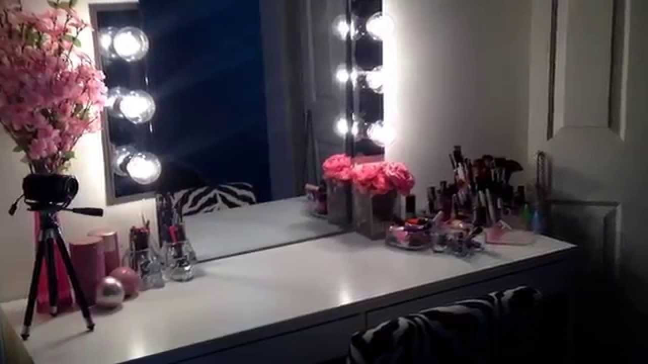 Hollywood Vanity Mirror DIY
 DIY Hollywood Vanity Mirror & Ikea Micke Desk