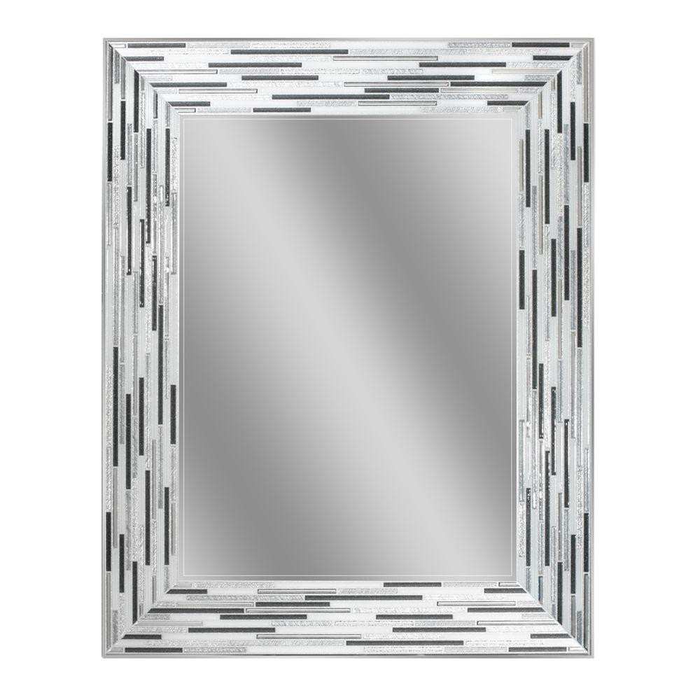 Home Depot Bathroom Mirror
 Deco Mirror 30 in L x 24 in W Reeded Charcoal Tiles Wall