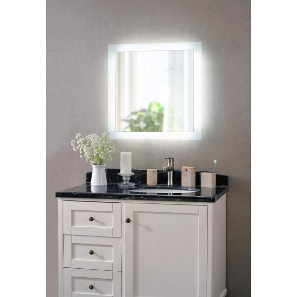 Home Depot Bathroom Mirrors
 Kenroy Home Darina 4 Light Square Silver LED Bathroom