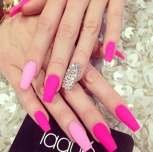Hot Pink Nails With Glitter
 Get soft hands in one minute