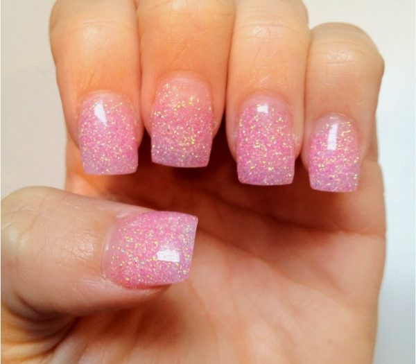 Hot Pink Nails With Glitter
 Top 55 Pretty in Pink Nail Designs