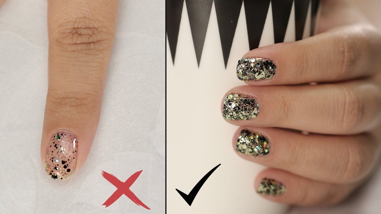 How To Put Glitter On Nails
 How To Apply Glitter Nail Polish Nail Painting Tips