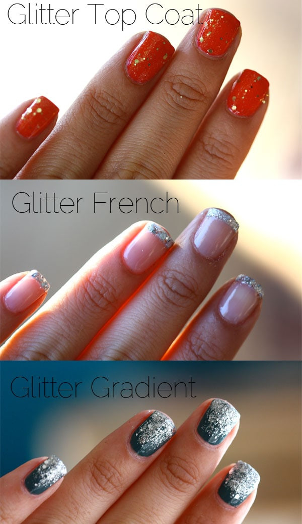 How To Put Glitter On Nails
 Glitter Nails Three Ways A Cozy Kitchen