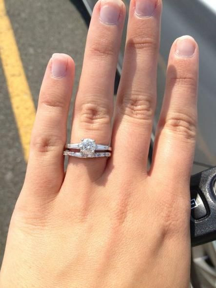 How To Wear Engagement Ring And Wedding Band
 show me your wedding band engagement ring gap Weddingbee