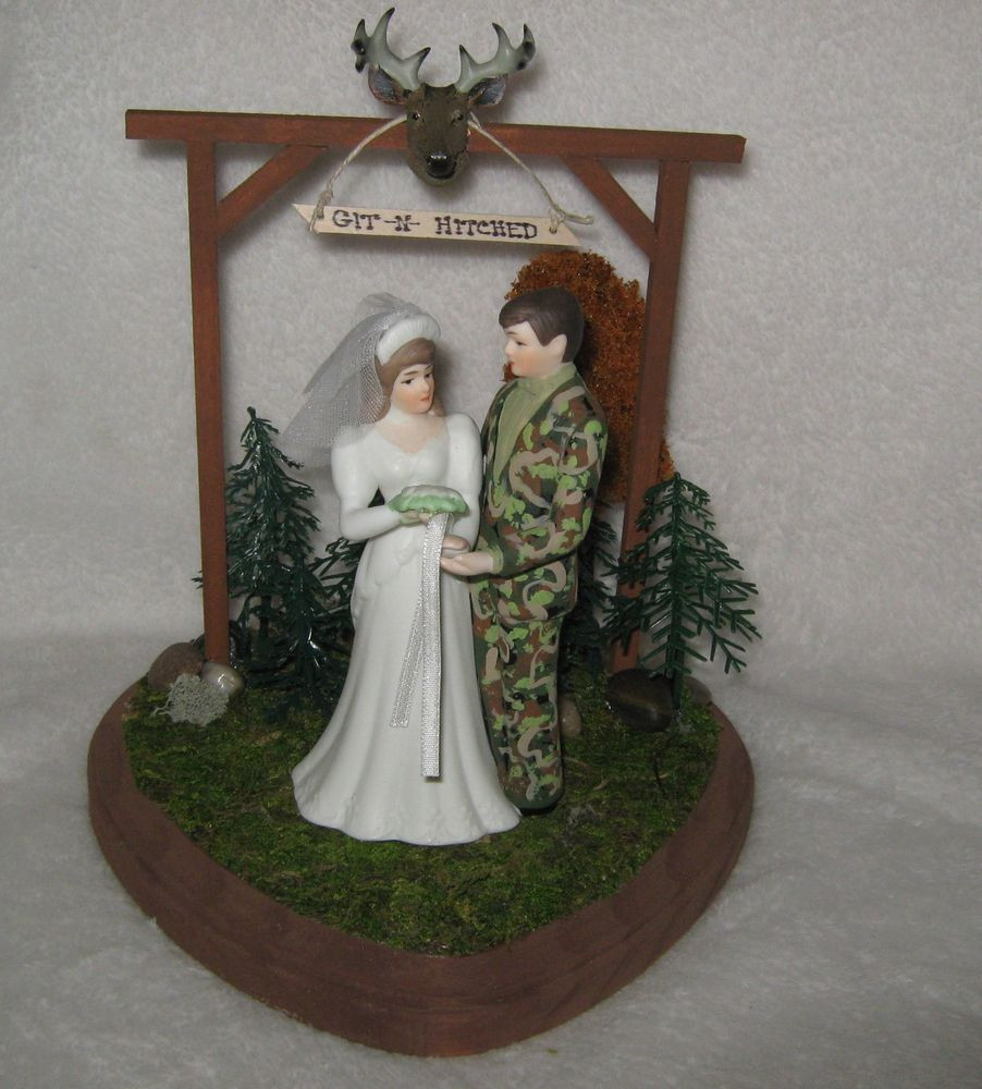 Hunting Wedding Cake Toppers
 Wedding Party Reception Git n Hitched Camo Deer Hunter