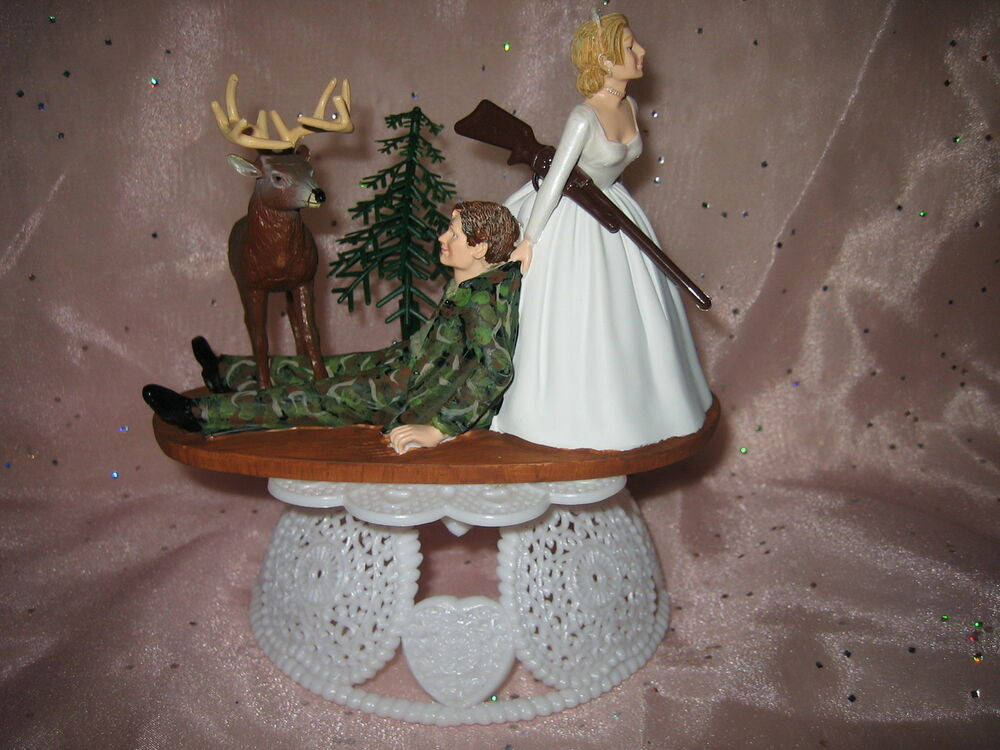 Hunting Wedding Cake Toppers
 HUMOROUS WEDDING CAMO DEER HUNTER HUNTING CAKE TOPPER