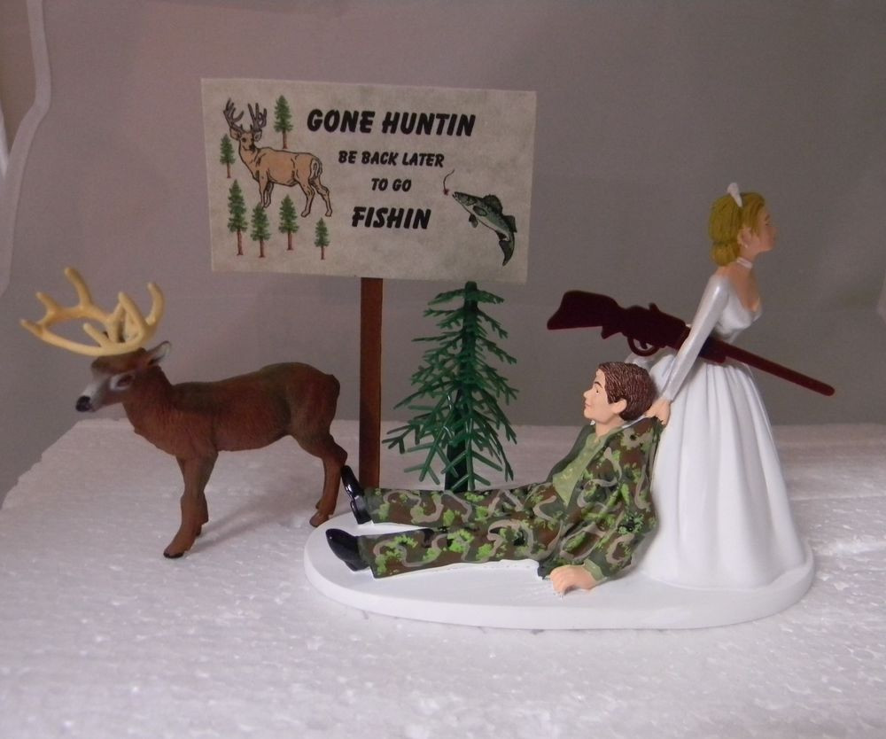 Hunting Wedding Cake Toppers
 Wedding Reception Party Camo Groom Deer Hunter Hunting