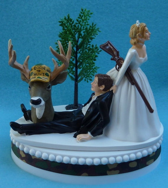 Hunting Wedding Cake Toppers
 Wedding Cake Topper Deer Hunter Hunting Gun Themed Camo w