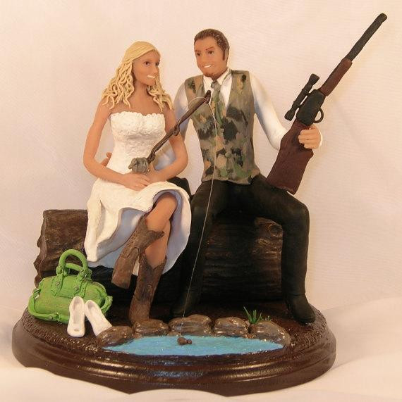 Hunting Wedding Cake Toppers
 Items similar to Hunting Fishing Wedding Cake Topper