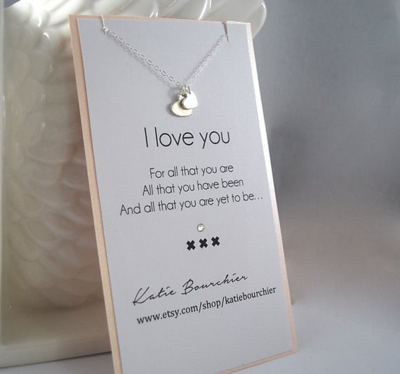 I Love You Gift Ideas For Girlfriend
 Double Heart I love you 925 Sterling Silver by KatieBourchier