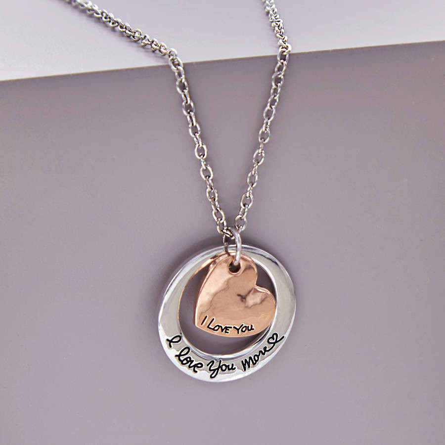 I Love You More Necklace
 i love you more mixed metal necklace by junk jewels