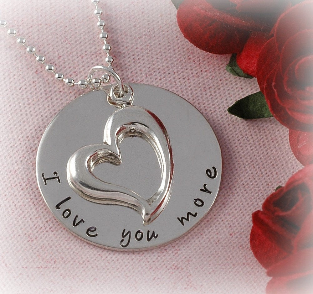 I Love You More Necklace
 I Love You More Necklace with Open Heart Charm Engagement