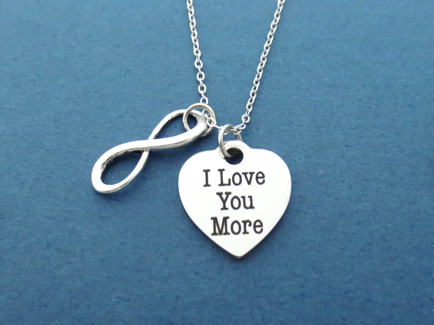 I Love You More Necklace
 Infinity I Love You More Heart Silver Necklace Love