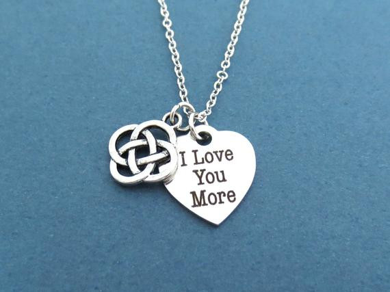 I Love You More Necklace
 I Love You More Celtic Infinity Heart Silver Necklace