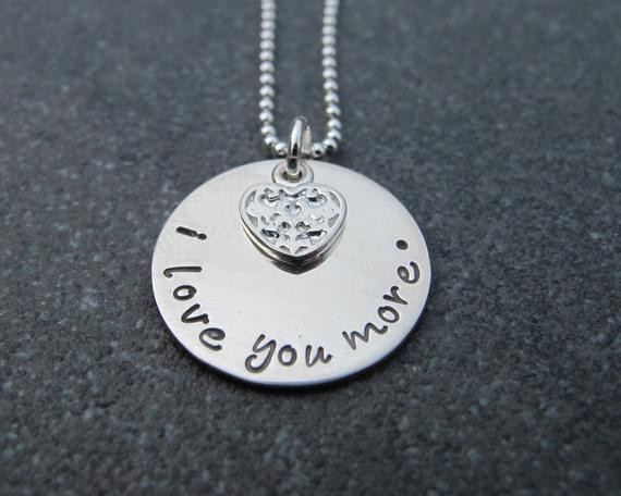 I Love You More Necklace
 Hand Stamped Jewelry I Love You More in by klacustomcreations