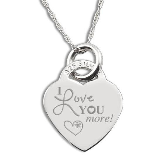 I Love You More Necklace
 I Love You More 925 Silver Heart Necklace by