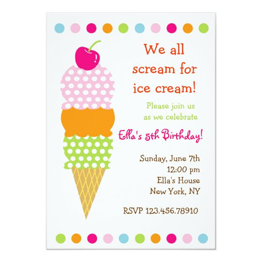 Ice Cream Birthday Party Invitations
 Ice Cream Birthday Party Invitations
