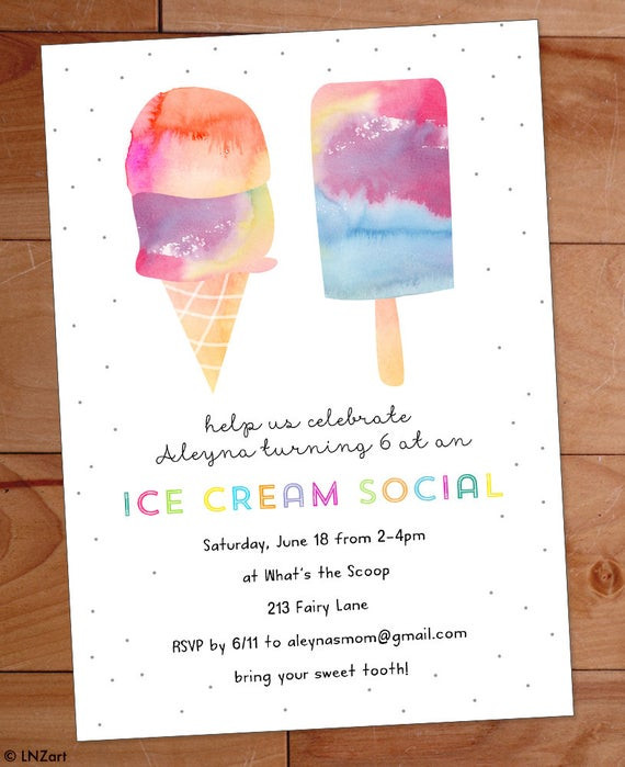 Ice Cream Birthday Party Invitations
 Ice Cream Party Invitation Ice Cream Birthday Party Invite