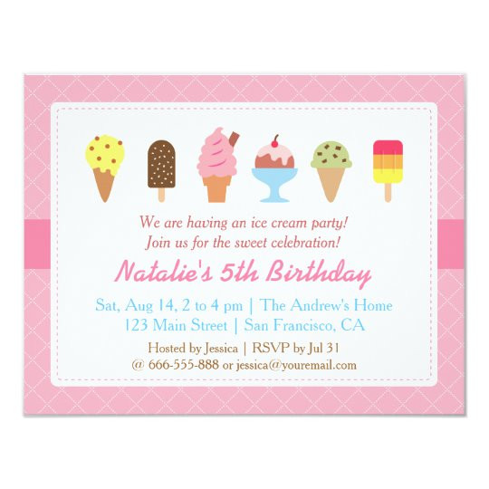 Ice Cream Birthday Party Invitations
 Sweet Birthday Ice cream party invitations