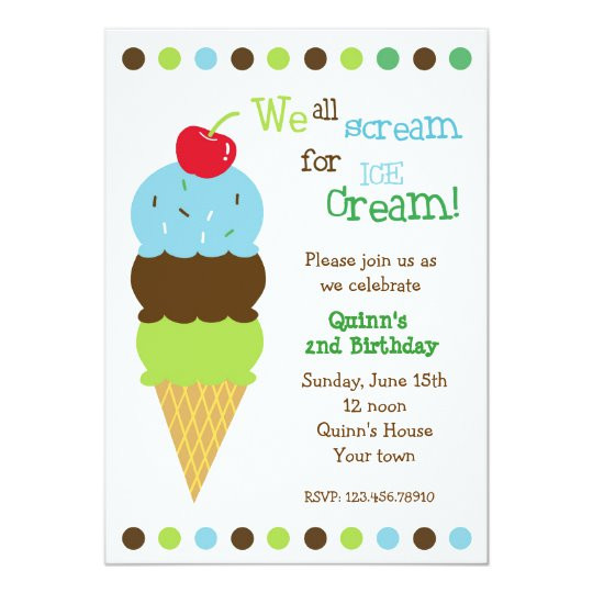 Ice Cream Birthday Party Invitations
 Ice Cream Birthday Party Invitations Boys