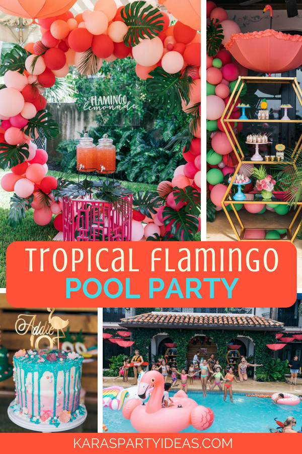 Ideas For Pool Party
 Kara s Party Ideas Tropical Flamingo Pool Party