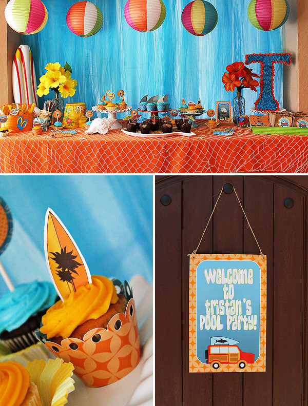 Ideas For Pool Party
 Cheer s to Summer Surfer Style Kids Pool Party Ideas