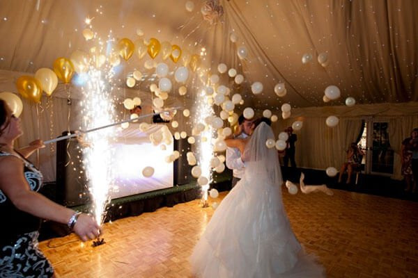 Indoor Wedding Sparklers
 Wedding confetti cannon dry ice indoor fireworks and