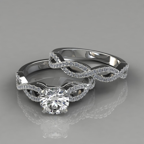 Infinity Wedding Band Sets
 Infinity Design Round Cut Bridal Set Rings PureGemsJewels