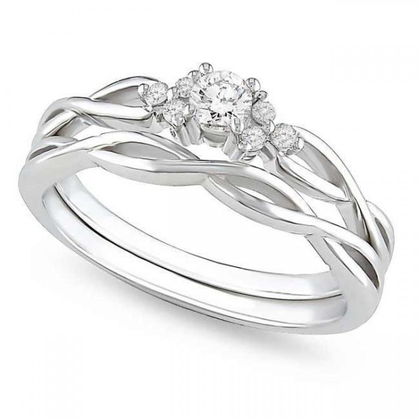 Infinity Wedding Band Sets
 Precious Diamond Bridal Ring Set 0 25 Carat Round Cut