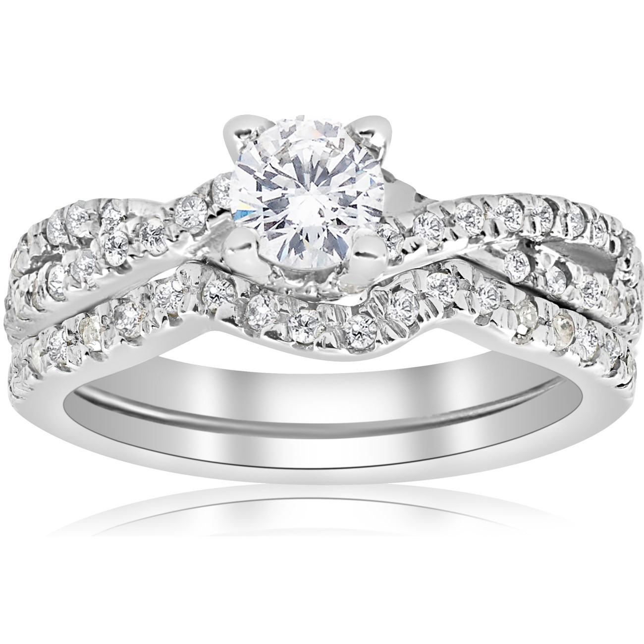 Infinity Wedding Band Sets
 1 00CT Infinity Diamond Engagement Wedding Ring Set 14K