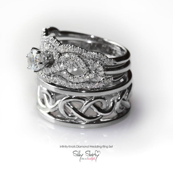 Infinity Wedding Band Sets
 His & Hers Infinity Knot Wedding Rings Set by
