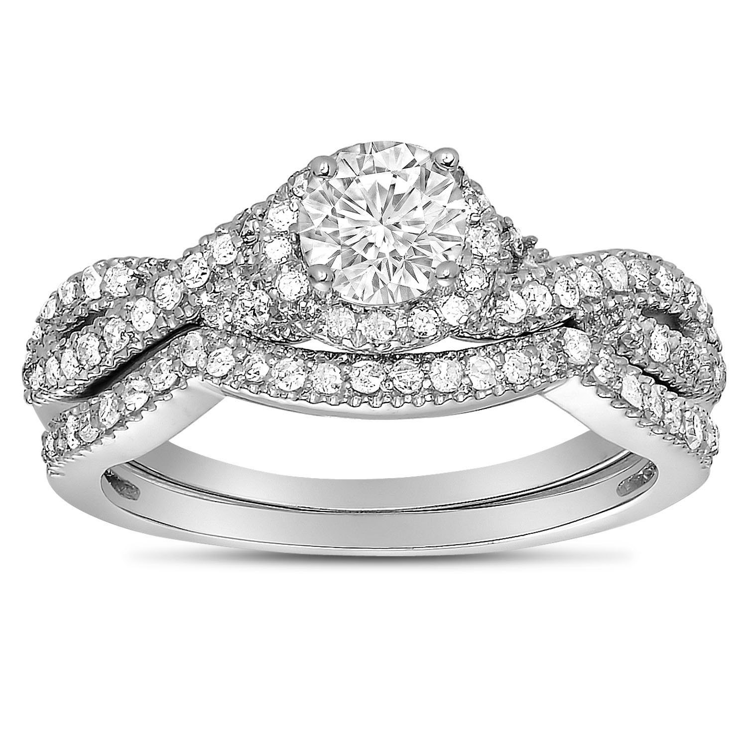 Infinity Wedding Band Sets
 2 Carat Round Diamond Infinity Wedding Ring Set in White