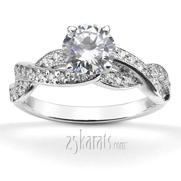 Infinity Wedding Band Sets
 Infinity Shank Pave Set Diamond Engagement Ring 0 54ct tw