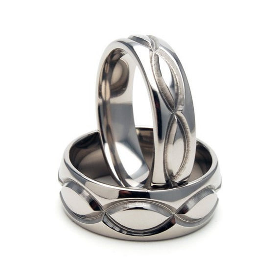 Infinity Wedding Band Sets
 New Infinity His and Hers Set Titanium Wedding Rings