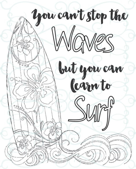 Inspirational Coloring Pages For Kids
 Adult Inspirational Coloring Page printable 03 Learn to Surf
