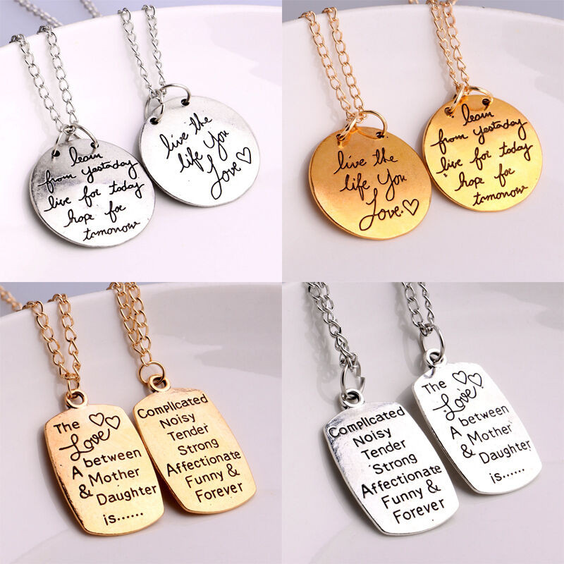 Inspirational Quote Jewellery
 Charm Pendant Necklace Inspiration Quotes Words Mother