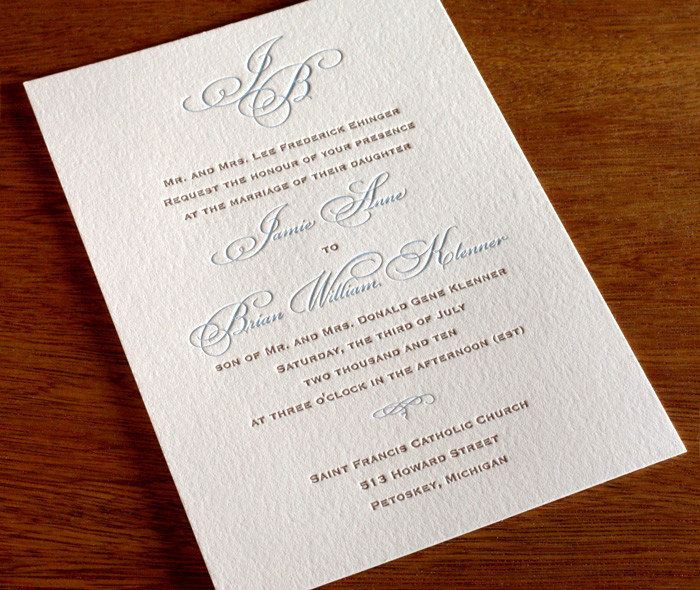 Invitation Wording Wedding
 Monogram Letterpress Wedding Invitation Gallery Black