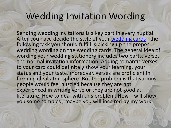 Invitation Wording Wedding
 Wedding invitation wording