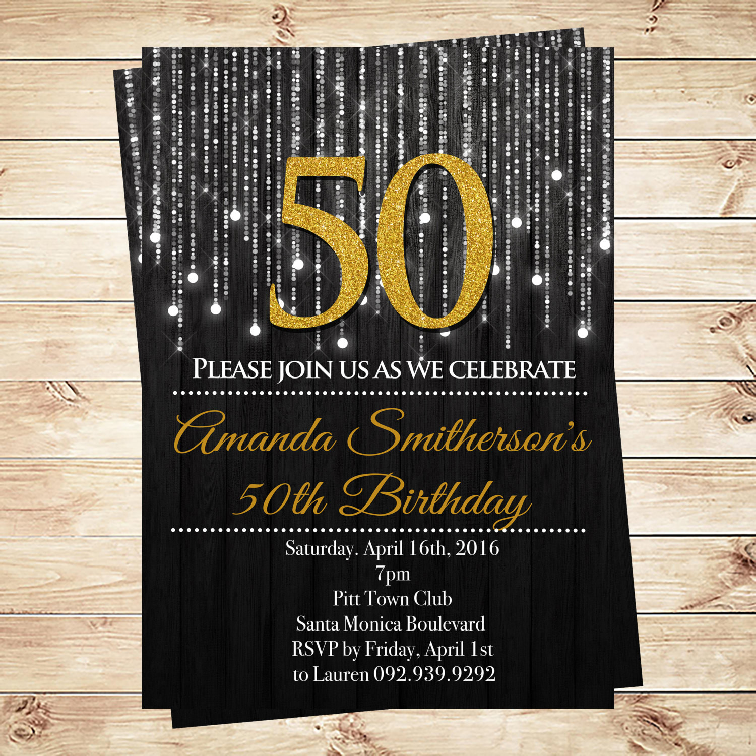 Invitations For 50th Birthday
 Gold And Black 50th Birthday Invitations and by