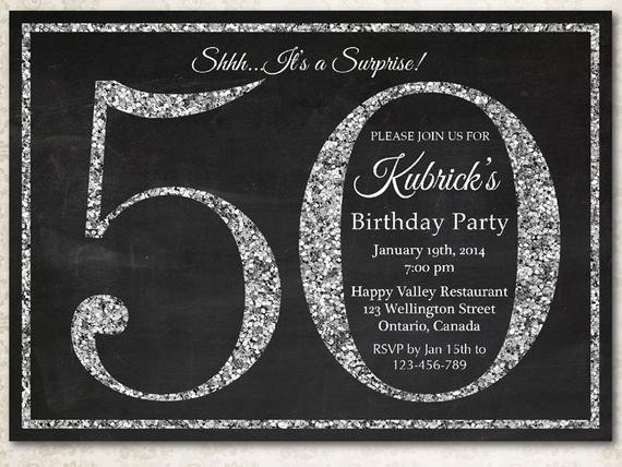 Invitations For 50th Birthday
 50th birthday invitation Silver Glitter Birthday by arthomer