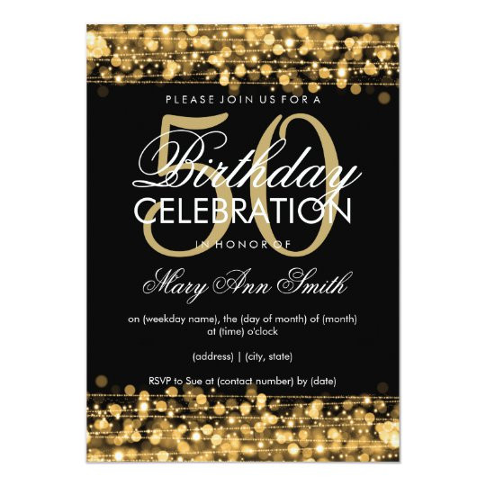 Invitations For 50th Birthday
 Elegant 50th Birthday Party Sparkles Gold Invitation